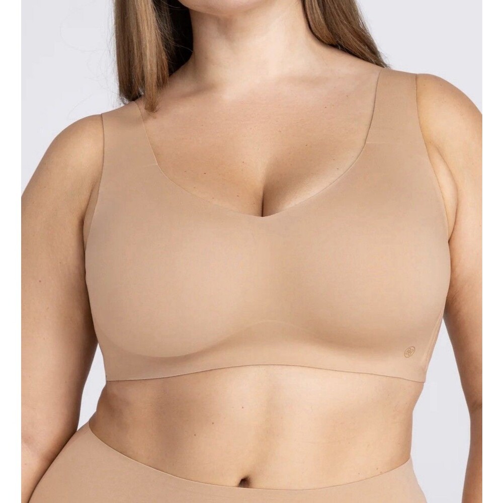 EUC Honey Love V- Neck Wirefree Bra Women Size 3X Nude Sand Wireless